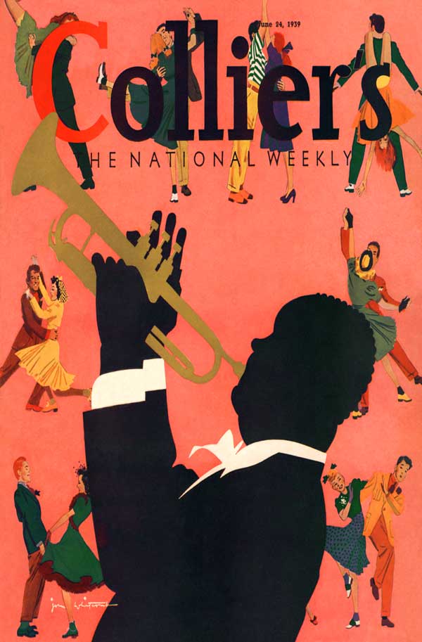 1939 JAZZ TRUMPET DANCE ARMSTRONG MUSIC ART DECO POSTER