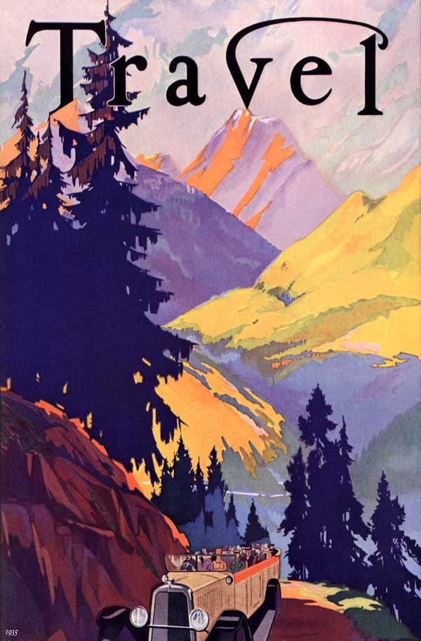 1935 TRAVEL POSTER MOUNTAIN TOURING CAR YELLOWSTONE ??